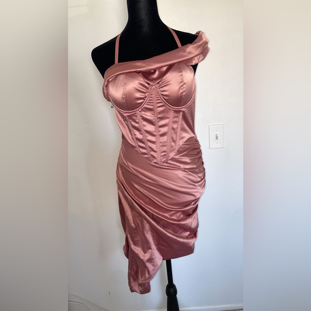 SHEIN Pink One Shoulder Bodycon Dress Cocktail